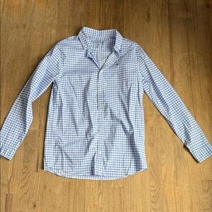 Vineyard Vines On-the-go Performance Boys Blue Gingham Dress Shirt